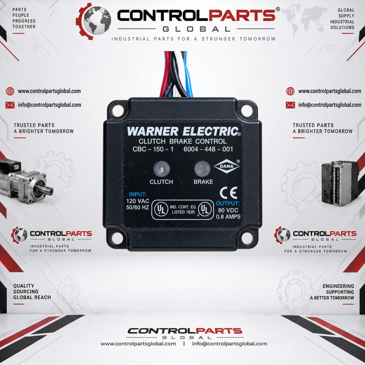 Warner Electric 6004-448-001 — Warner Electric CBC-150-1 Clutch Brake Controller — 120 VAC / 90 VDC, Automation