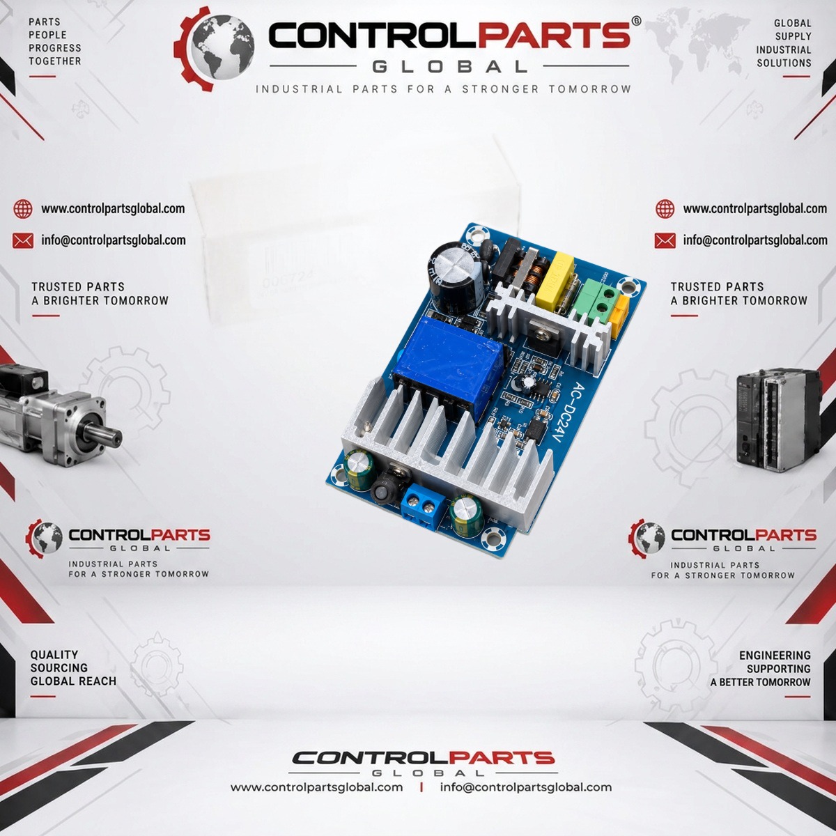 ControlParts Global 006724 — 006724 AC-DC 24 V / 6 A Switching Power Supply Board, 24VDC Power Supplies — ControlParts Global