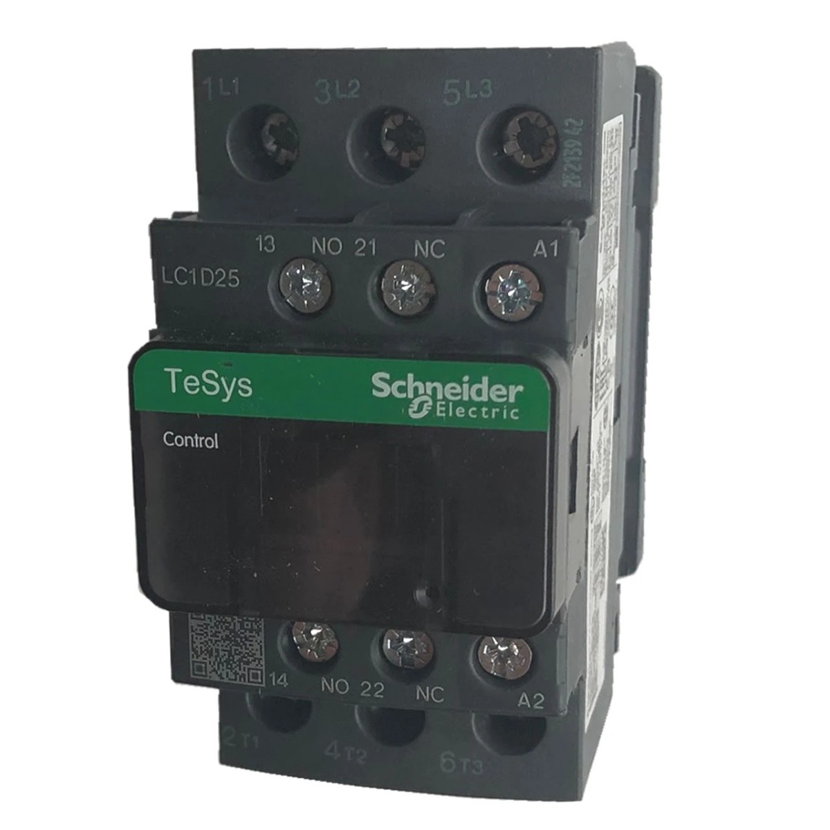 Schneider Electric IEC contactor, TeSys Deca, nonreversing, 25A, 15HP at 480VAC, up to 100kA SCCR, 3 phase, 3 NO, 110VAC 50/60Hz coil, open