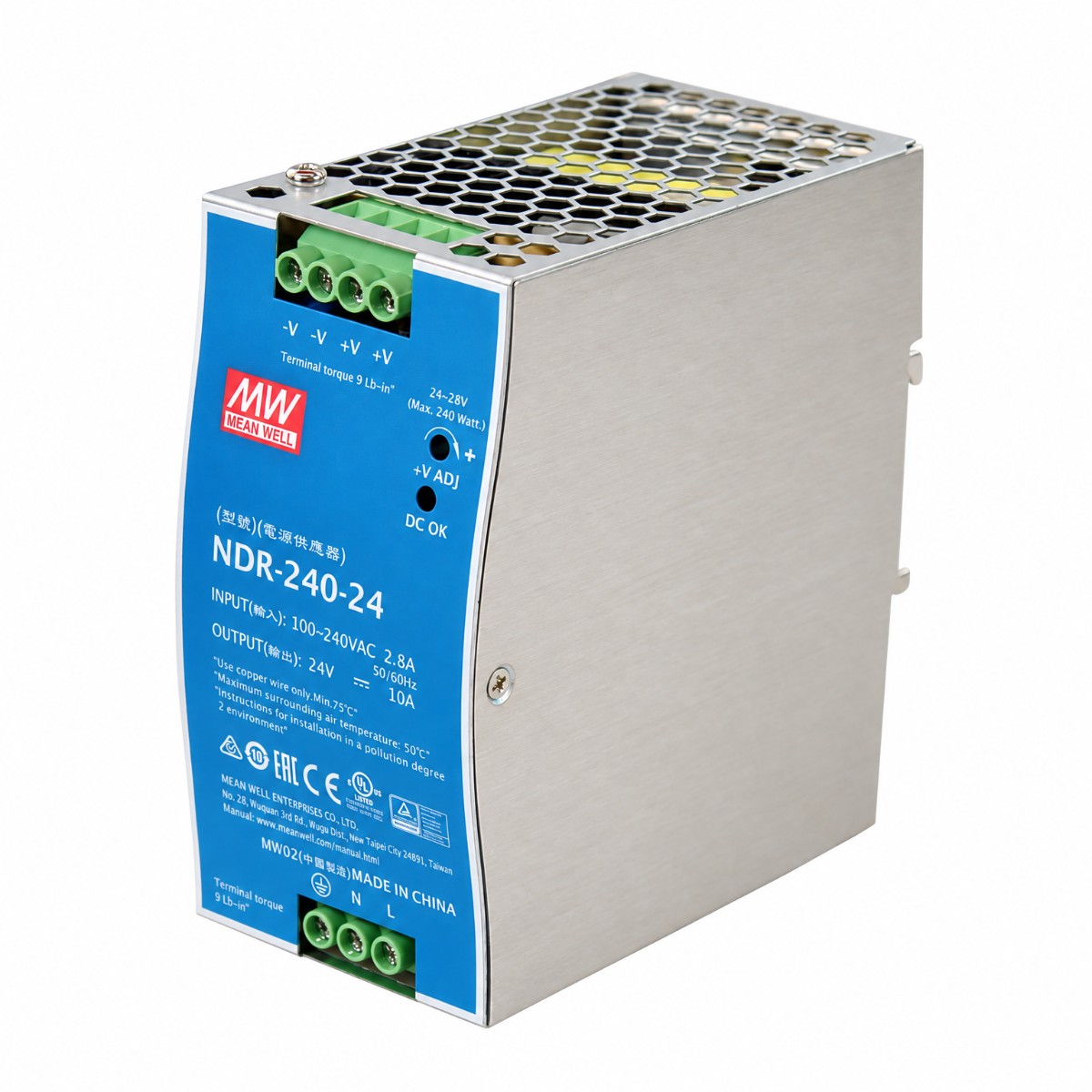 ControlParts Global NDR-240-24 — NDR-240-24 MEAN WELL AC/DC DIN Rail Power Supply, Power Supplies — ControlParts Global