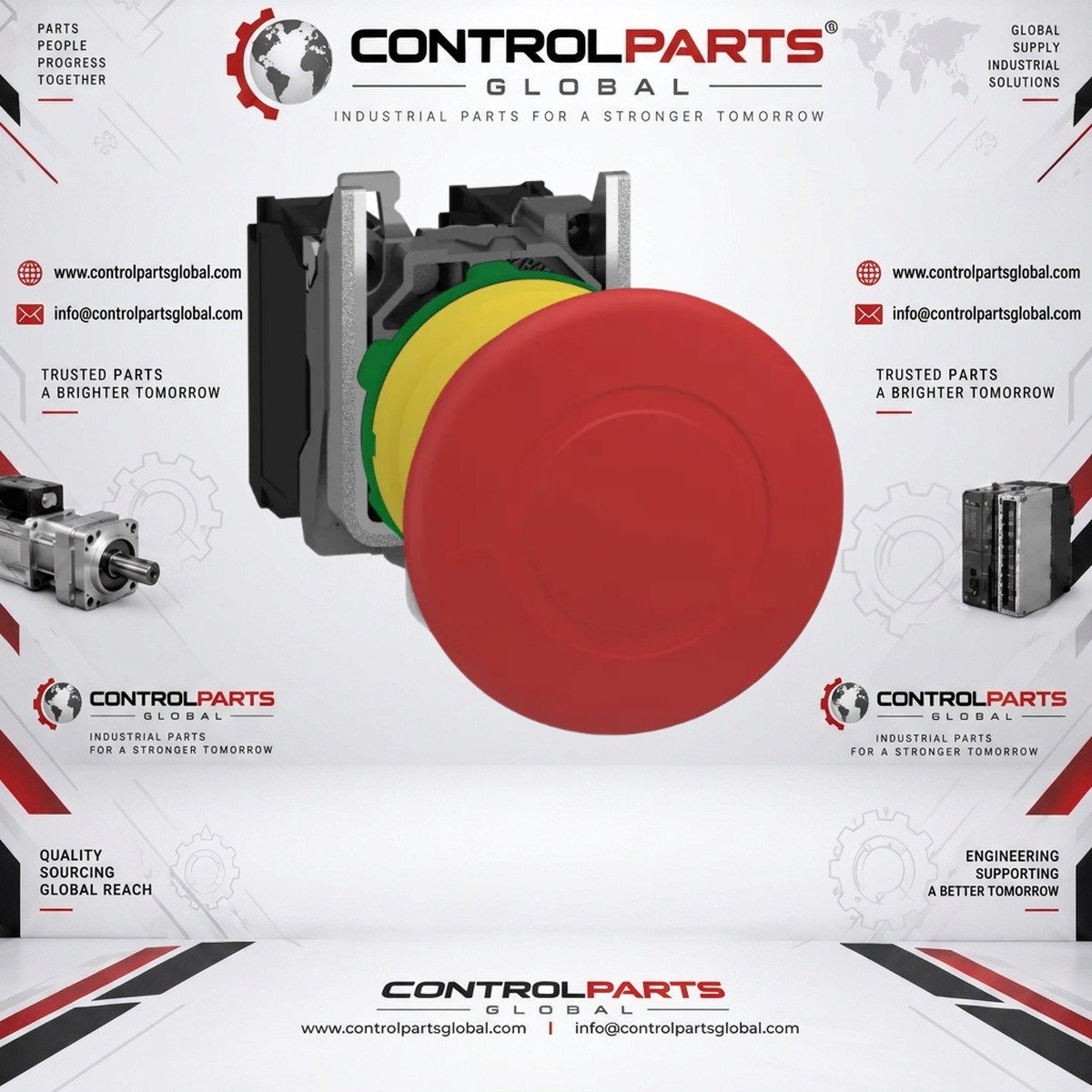 ControlParts Global XB5-AS545 — Waterproof Emergency Stop Mushroom Head Push Button Switch, Electrical Control