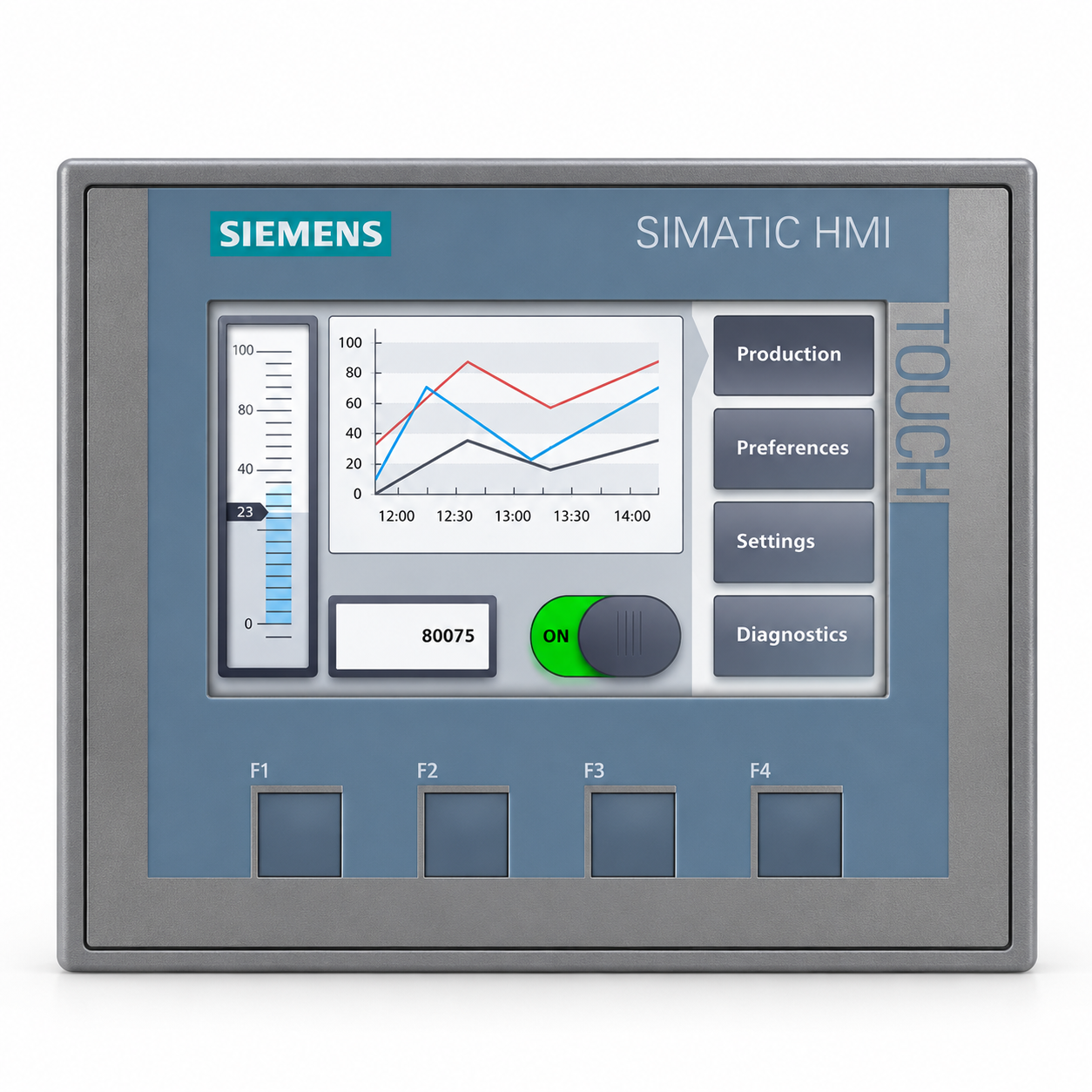 Siemens SIMATIC HMI KTP400 Basic touch panel 6AV2123-2DB03-0AX0 front view
